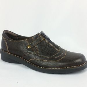 Clarks Bendables 8M Brown Zip Up Loafer S13-9